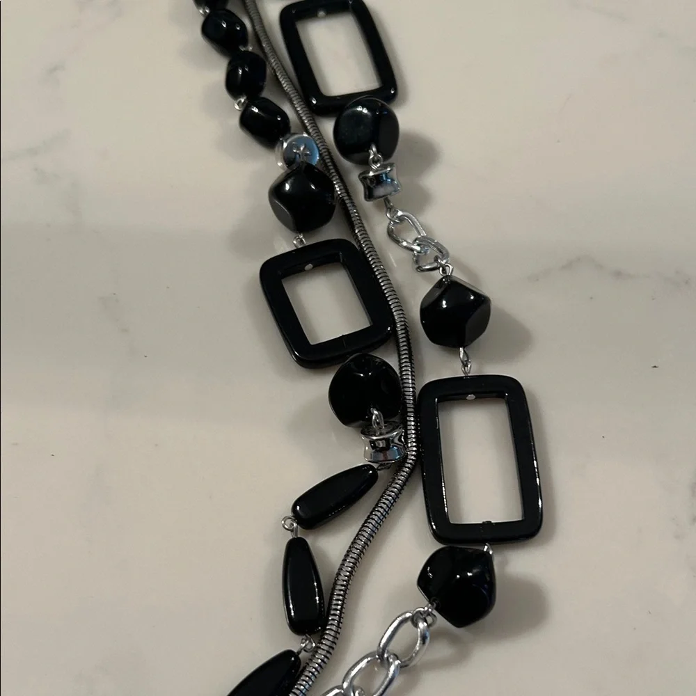 Chico's Black and Silver Multi-Strand Necklace